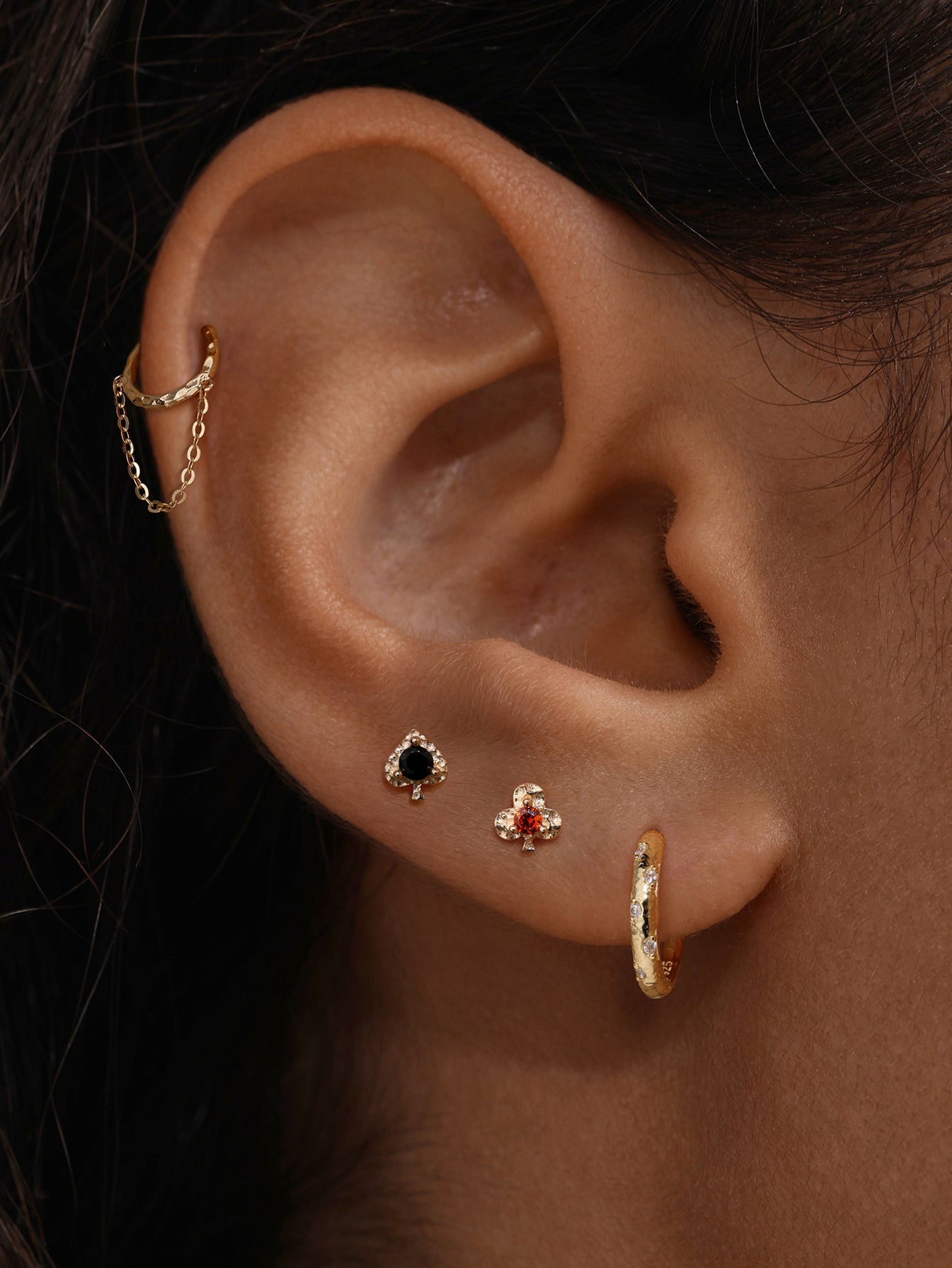 Hand Hammered Club Flatback  in 14K Solid Gold