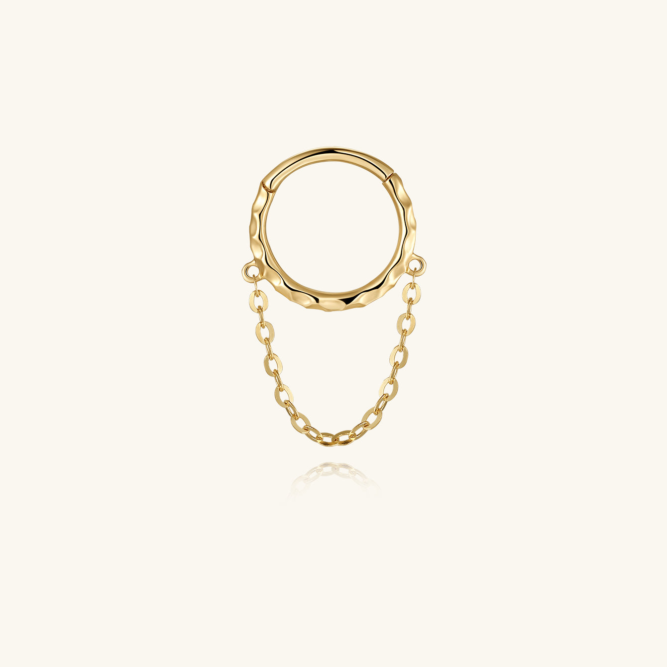 Hand Hammered Curve Chain Hoop  in 14K Solid Gold