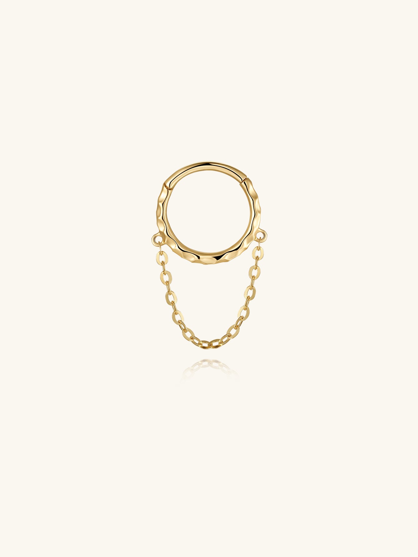 Hand Hammered Curve Chain Hoop  in 14K Solid Gold
