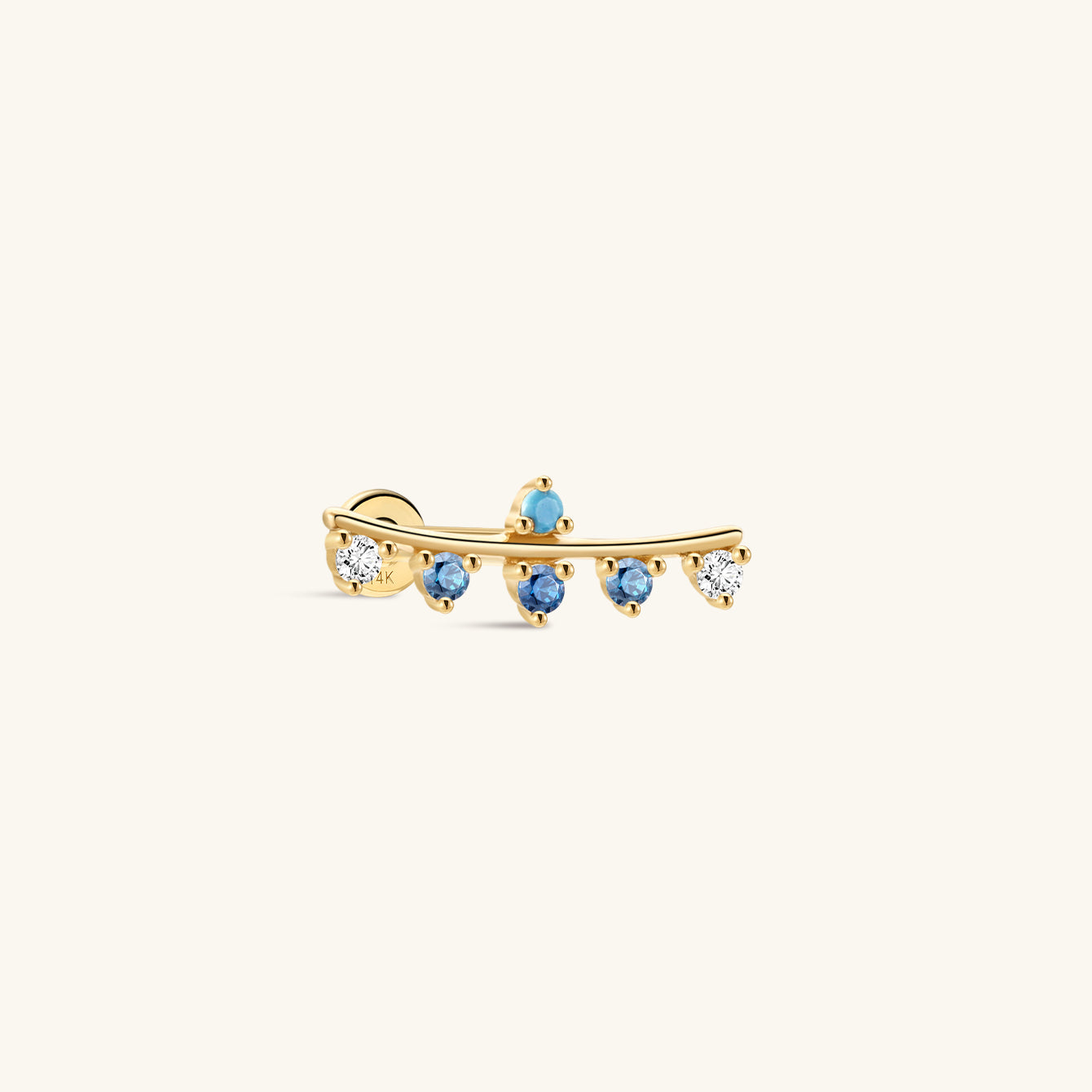 Color Essentials Curved Turquoise CZ Flatback in 14K Solid Gold