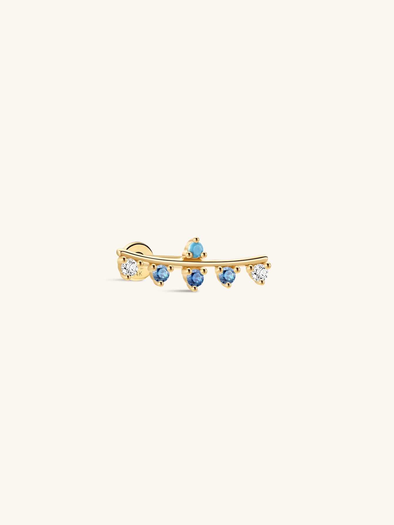 Color Essentials Curved Turquoise CZ Flatback in 14K Solid Gold