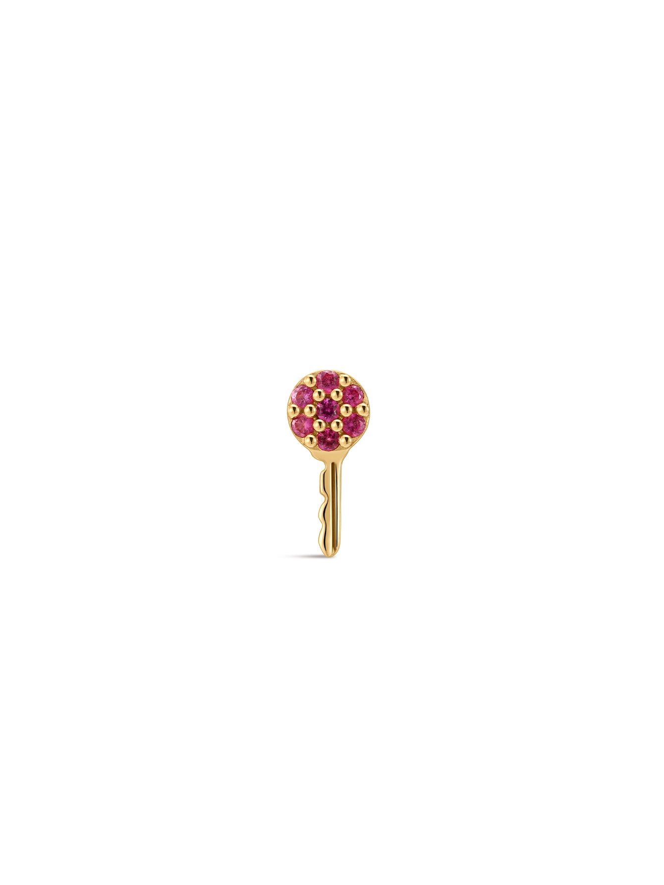Pink Ritual Key Stud – 14K Solid Gold Pink CZ Flatback