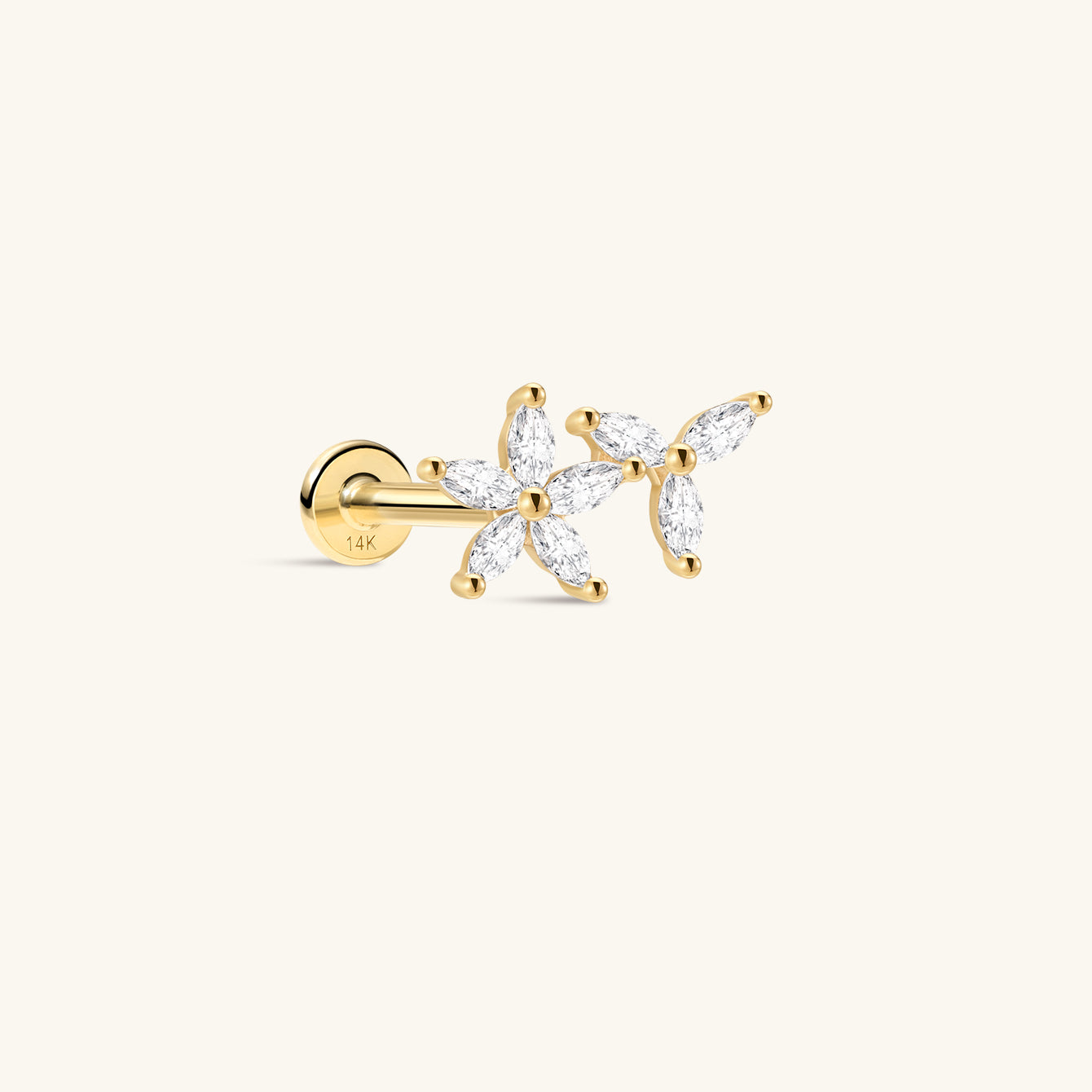 The Marquise Petal Curve Flatback in 14K Solid Gold