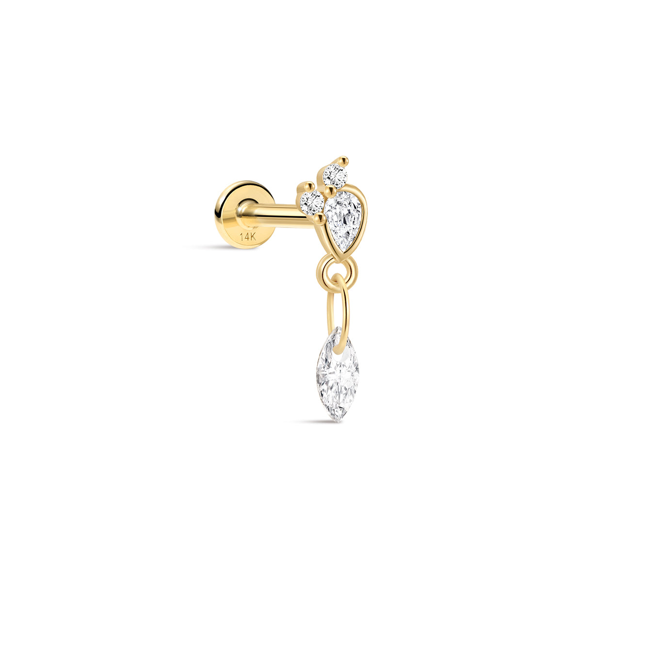 The Marquise Drop Dangle Flatback in 14K Solid Gold
