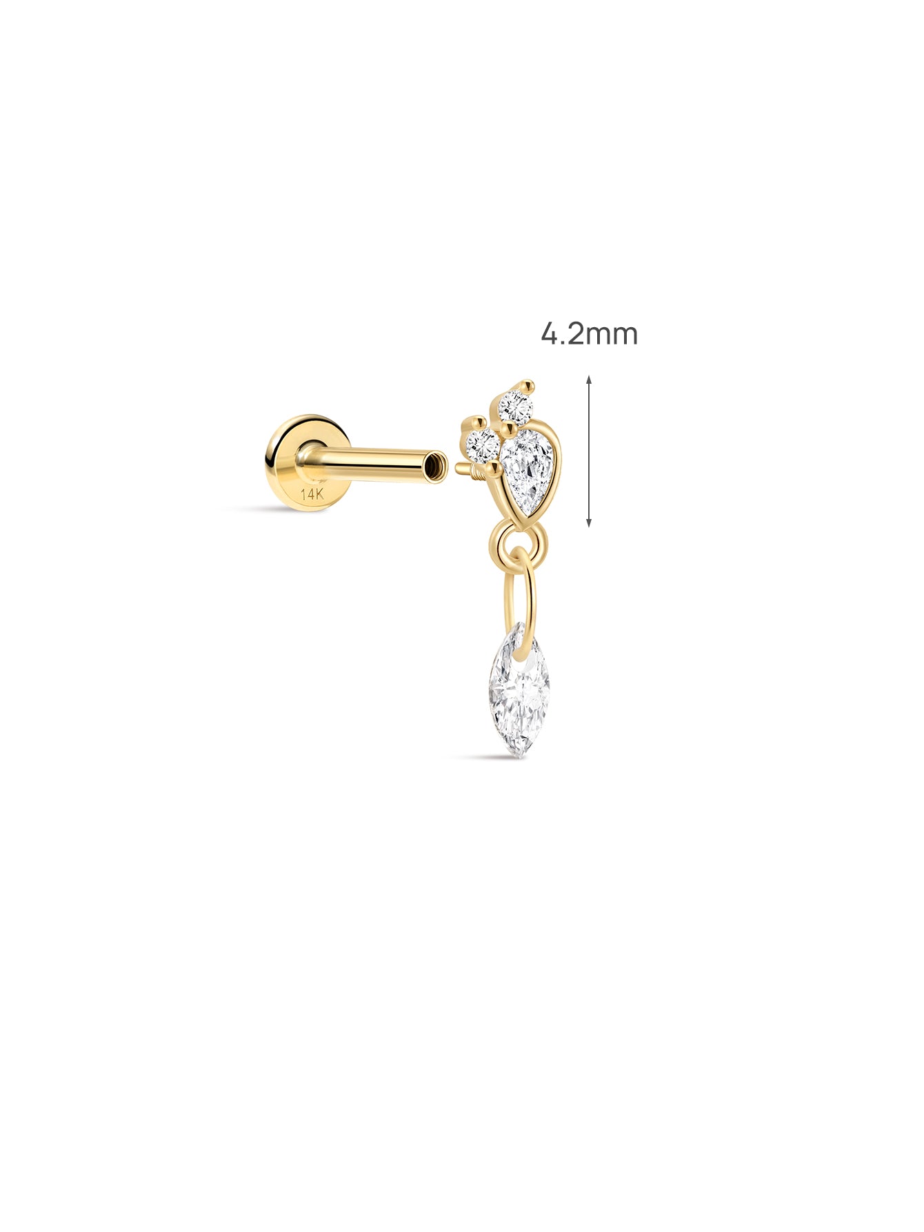 The Marquise Drop Dangle Flatback in 14K Solid Gold