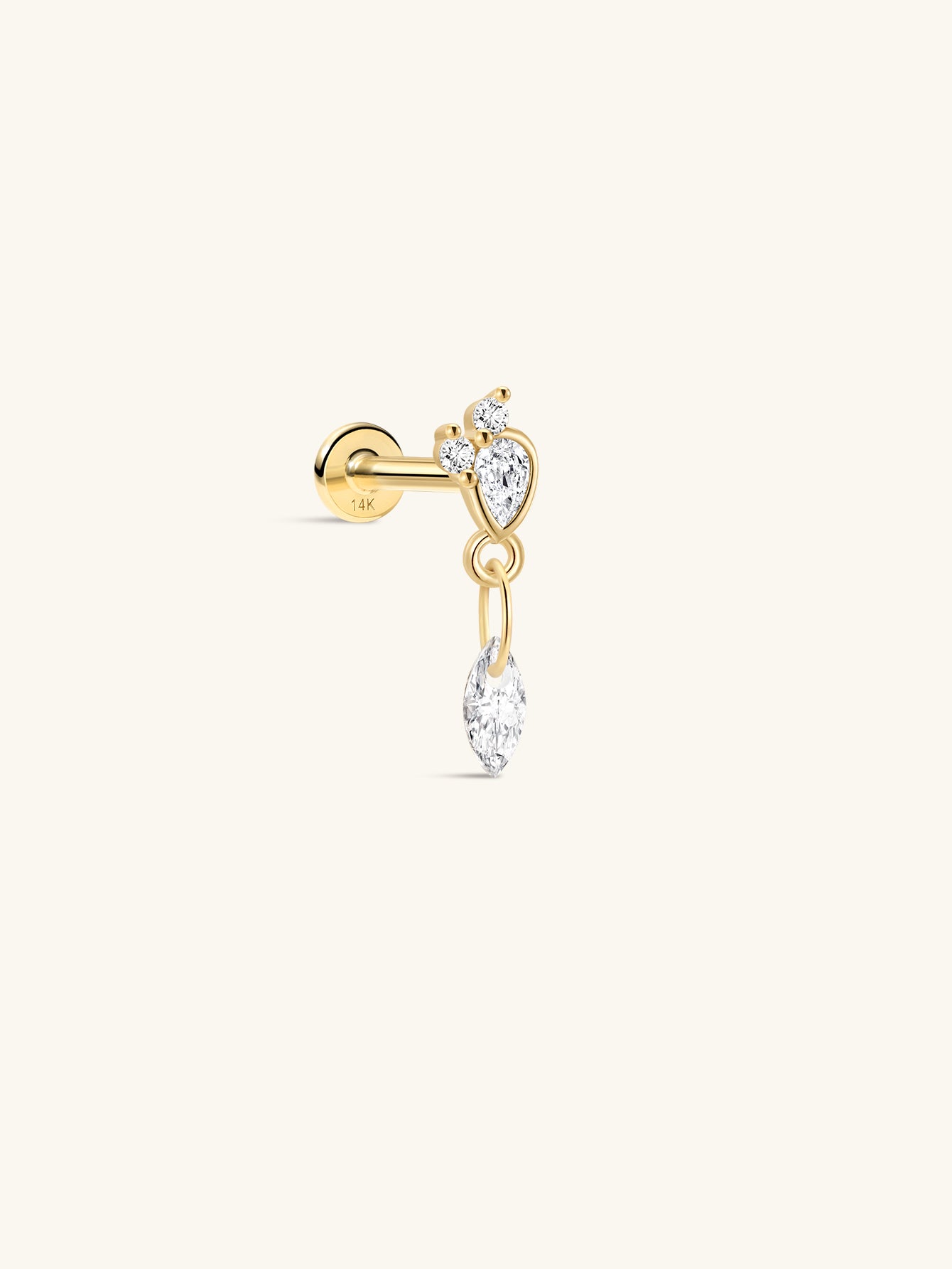 The Marquise Drop Dangle Flatback in 14K Solid Gold