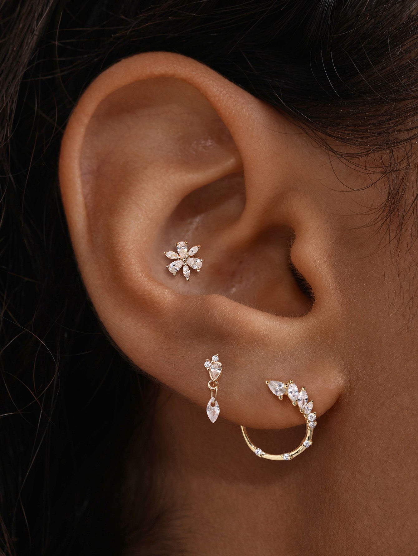 The Marquise Drop Dangle Flatback in 14K Solid Gold