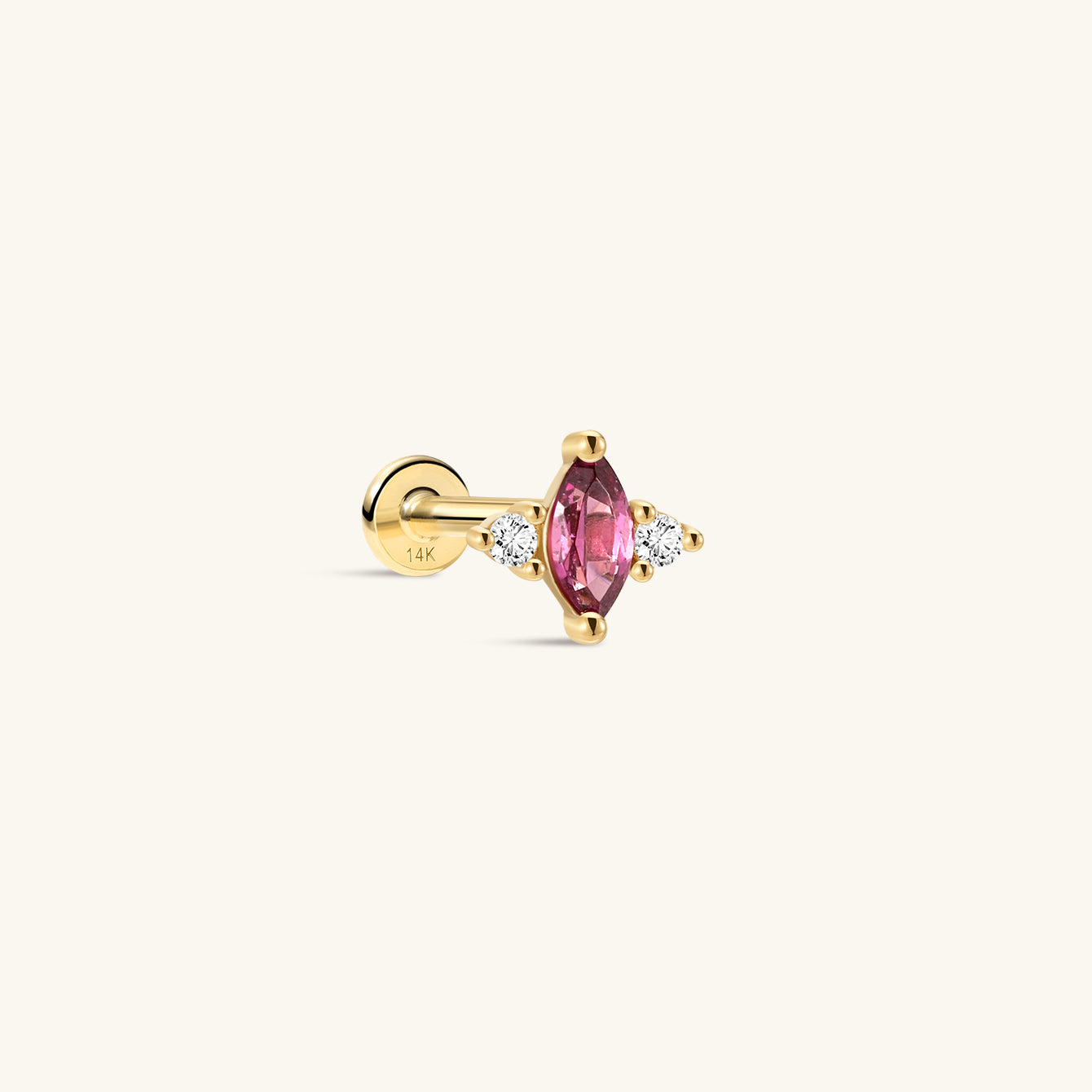 Gem Garden Marquise Garnet Flatback in 14K Solid Gold