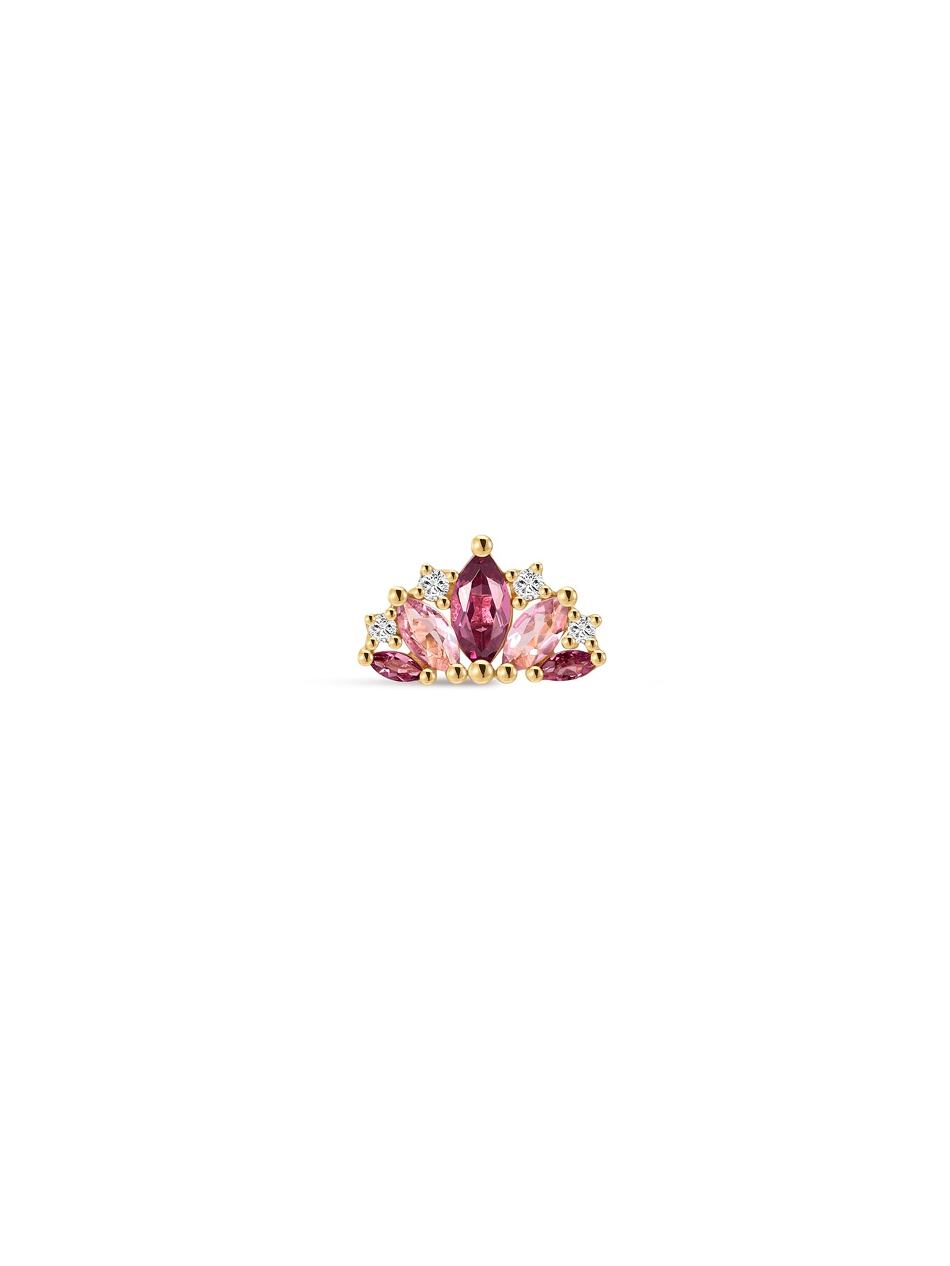 Gem Garden Crown Multi-Stone Flatback in 14K Solid Gold