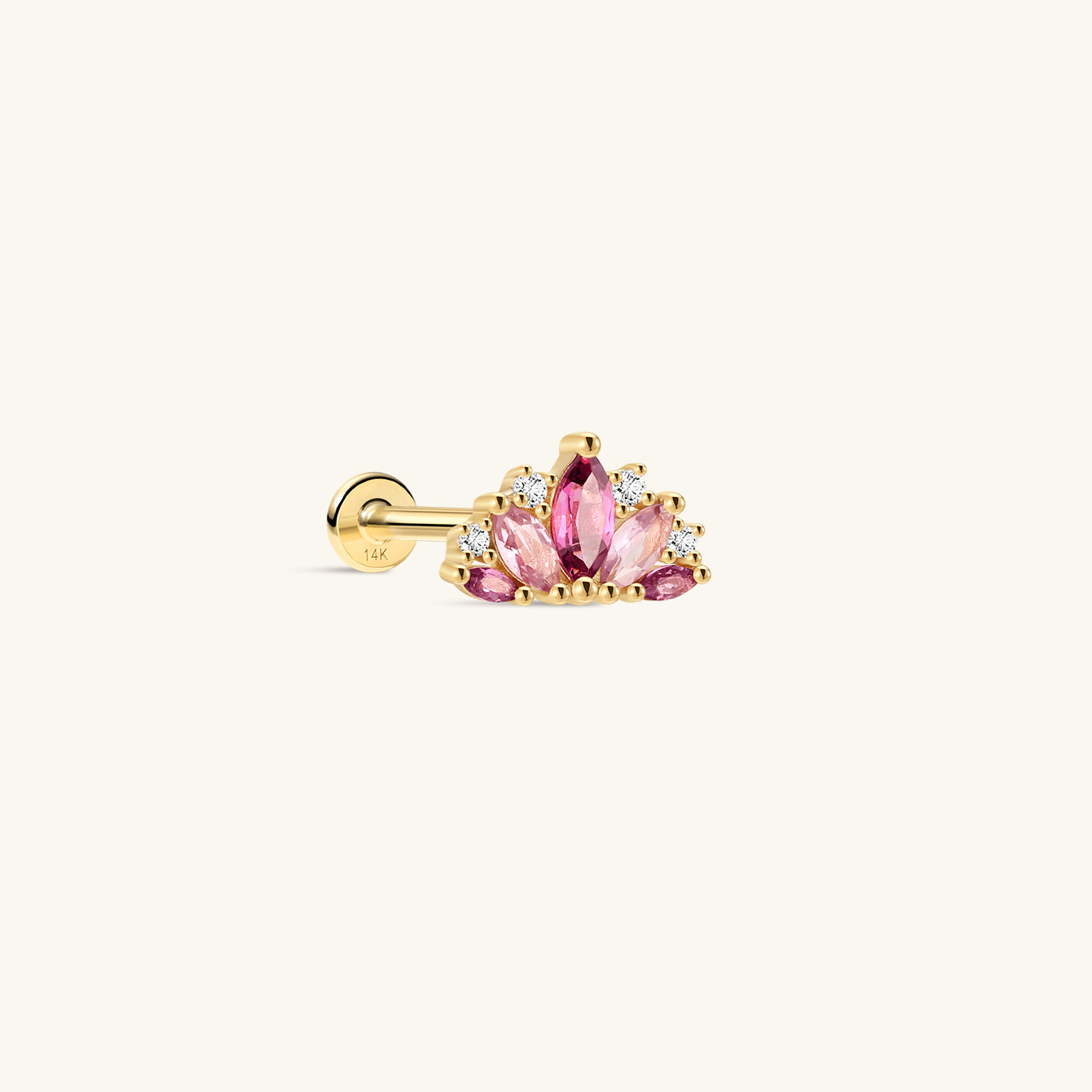 Gem Garden Crown Multi-Stone Flatback in 14K Solid Gold