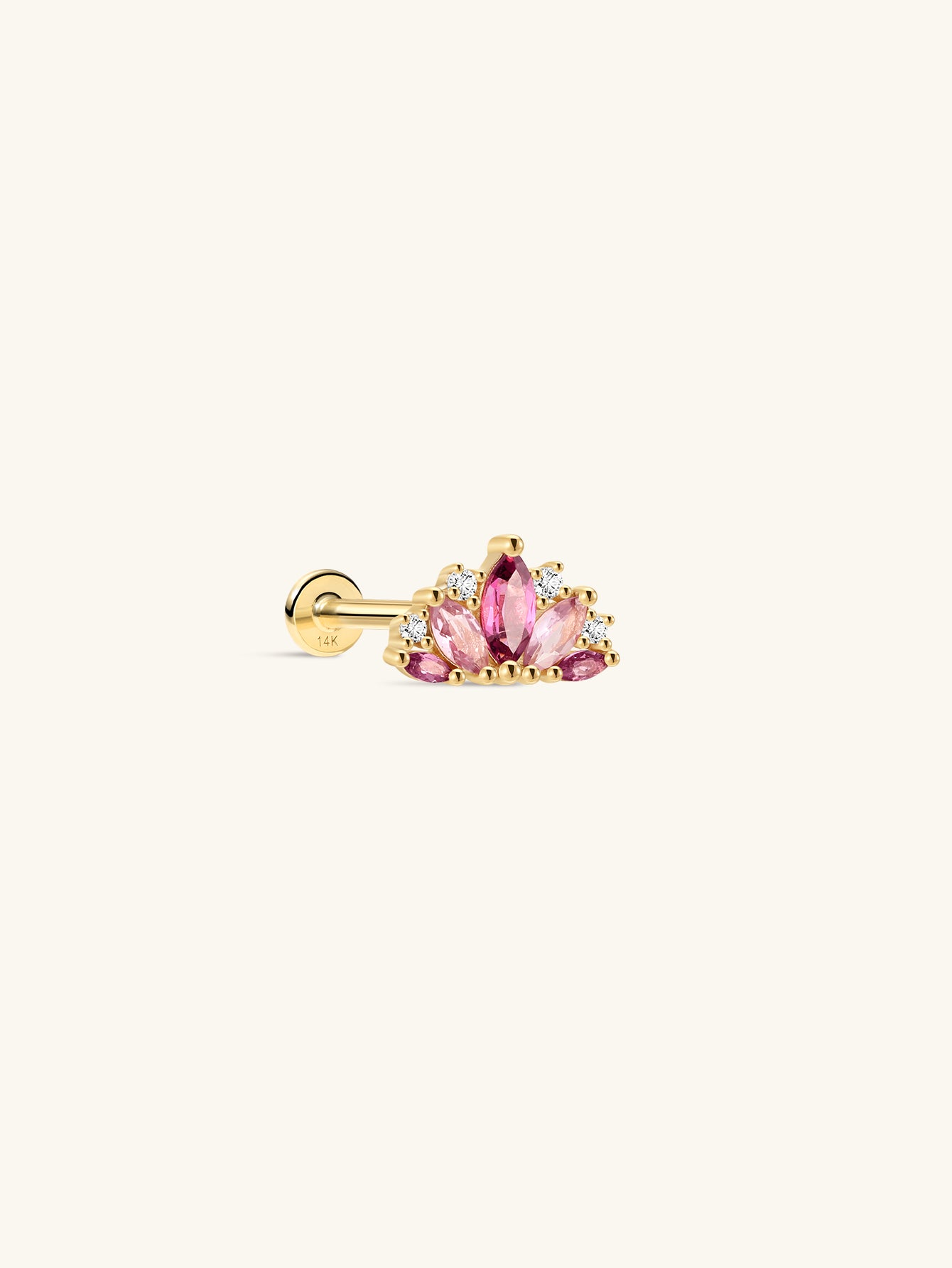 Gem Garden Crown Multi-Stone Flatback in 14K Solid Gold