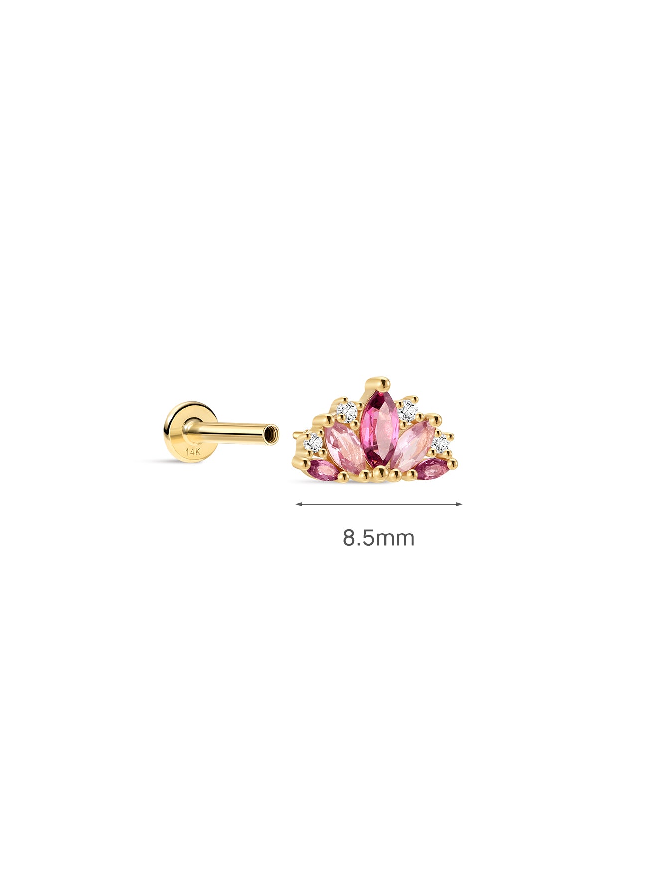 Gem Garden Crown Multi-Stone Flatback in 14K Solid Gold
