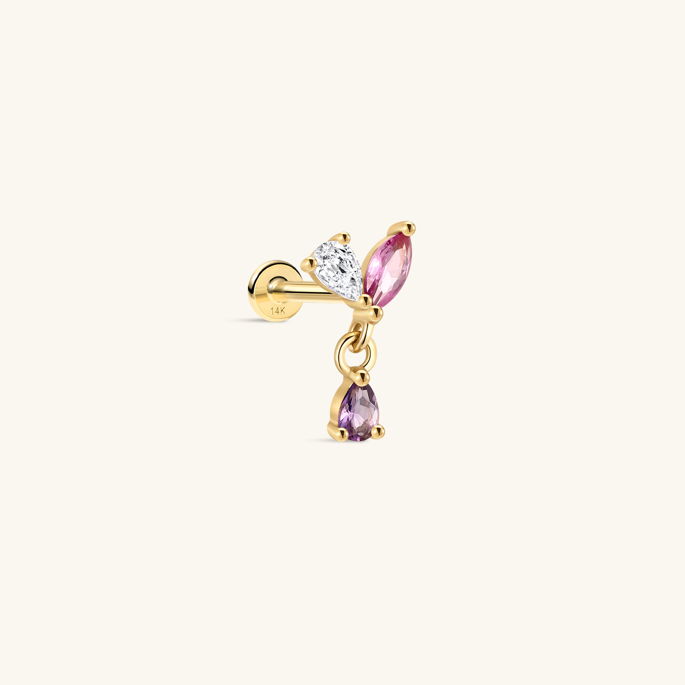Gem Garden Marquise Dangle Flatback in 14K Solid Gold