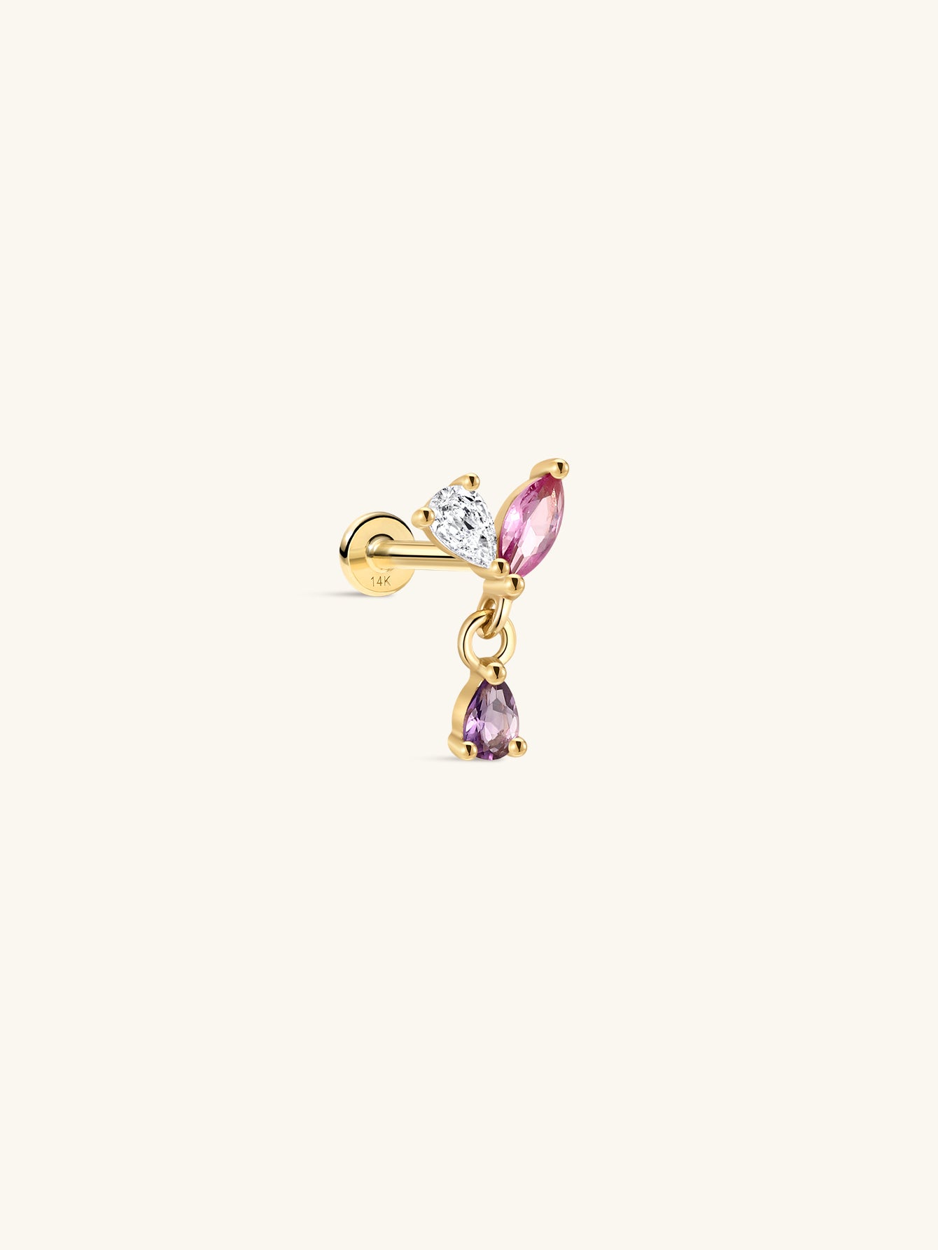 Gem Garden Marquise Dangle Flatback in 14K Solid Gold