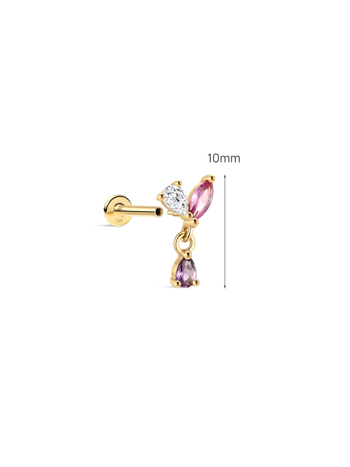 Gem Garden Marquise Dangle Flatback in 14K Solid Gold