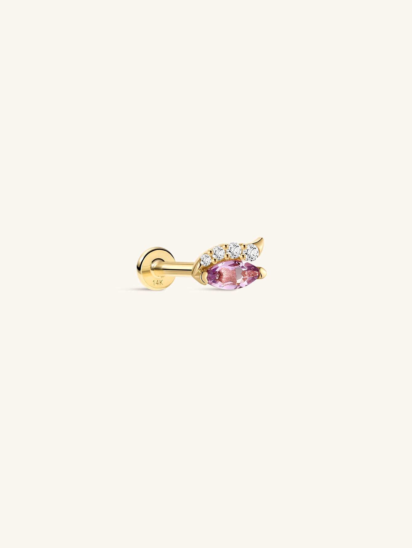Gem Garden Marquise Amethyst Flatback in 14K Solid Gold