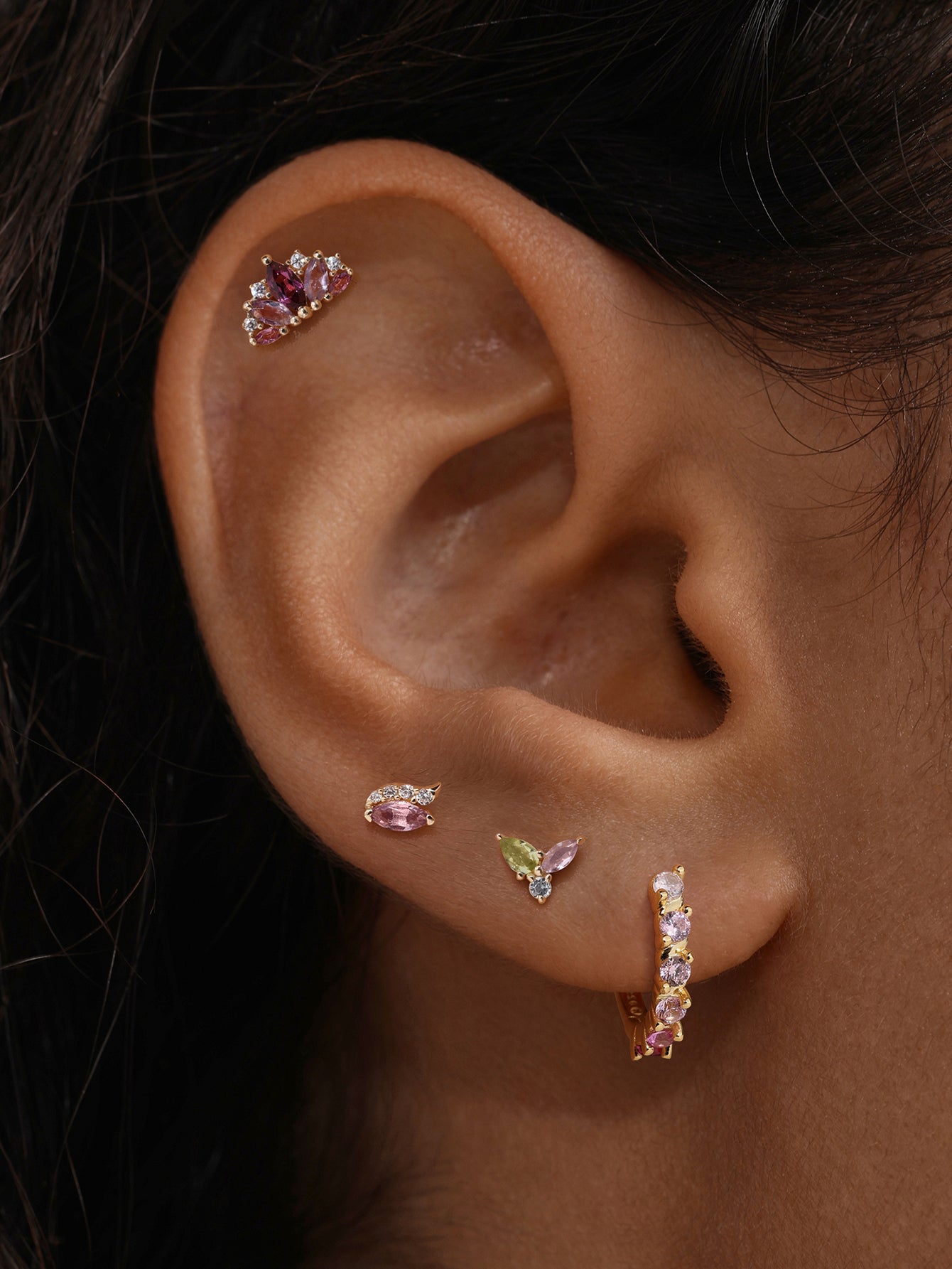 Gem Garden Marquise Peridot Multi-Stone Flatback in 14K Solid Gold