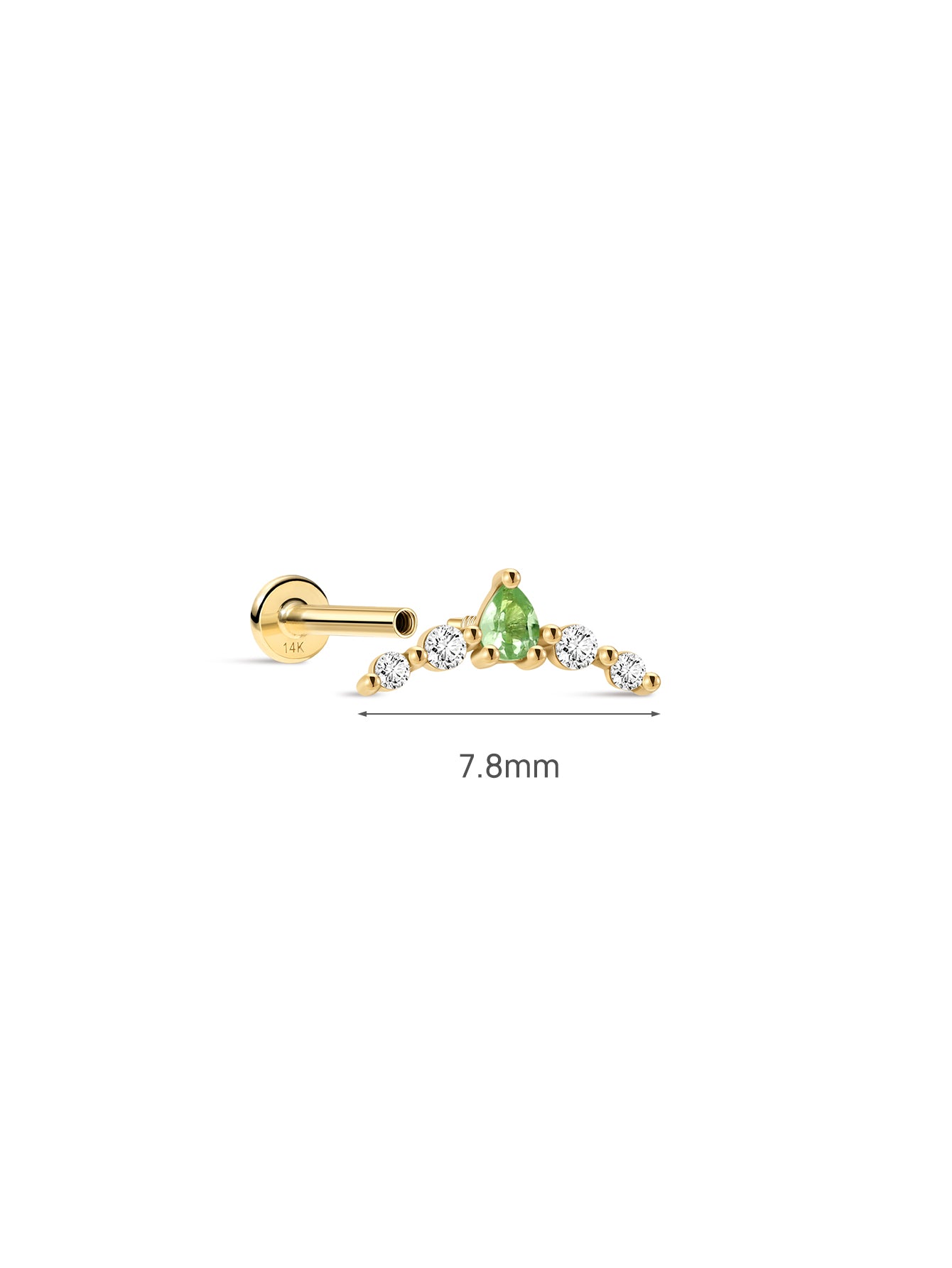 Gem Garden Peridot Arc Flatback in 14K Solid Gold