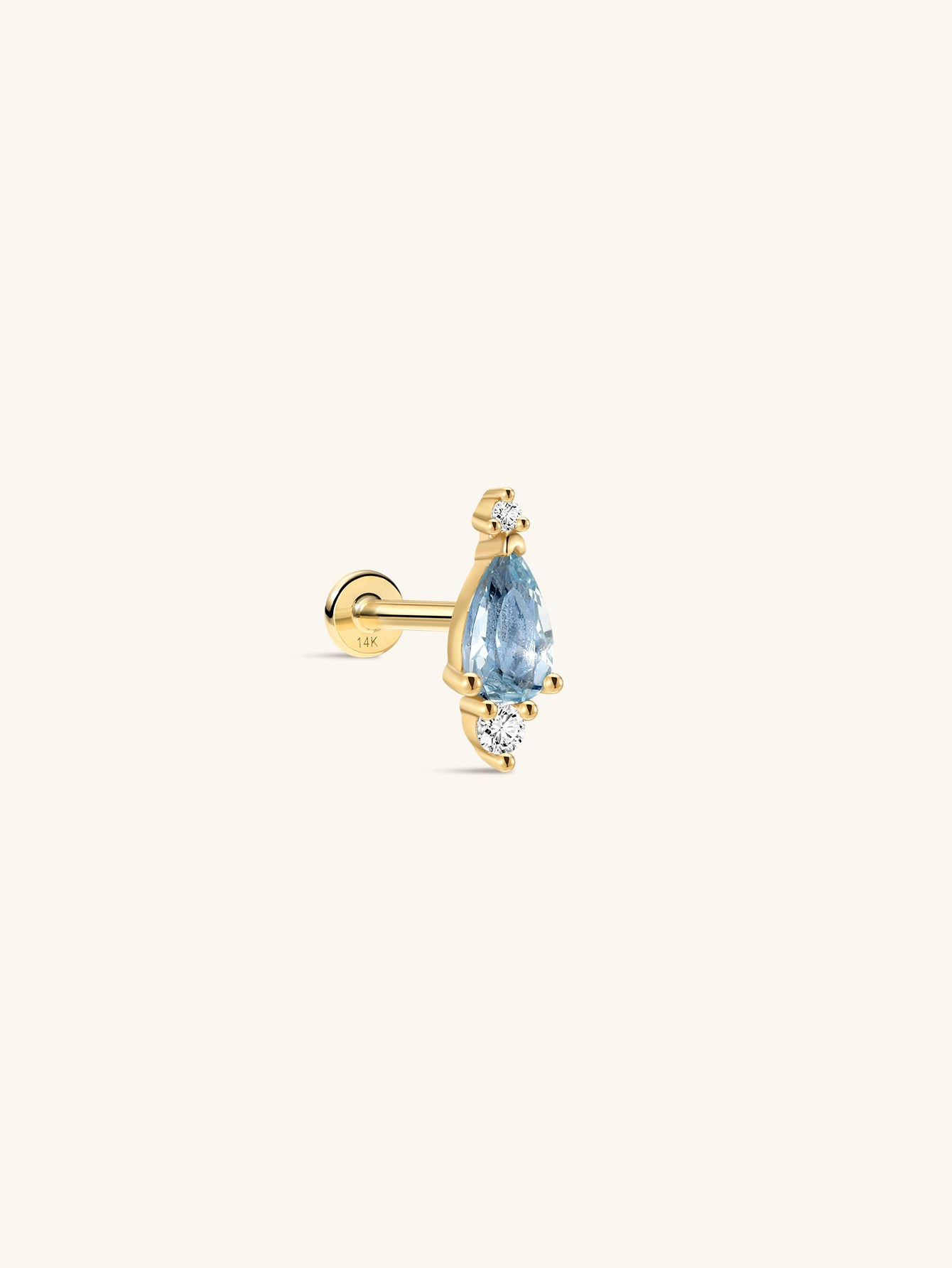Gem Garden Blue Topaz Trio Flatback in 14K Solid Gold