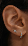 kosiner jewelry Gem Garden Blue Topaz Trio Flatback in 14K Solid Gold