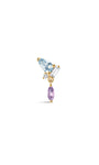 Joias kosiner Gem Garden Blue Topaz Dangle Flatback em ouro maciço 14K