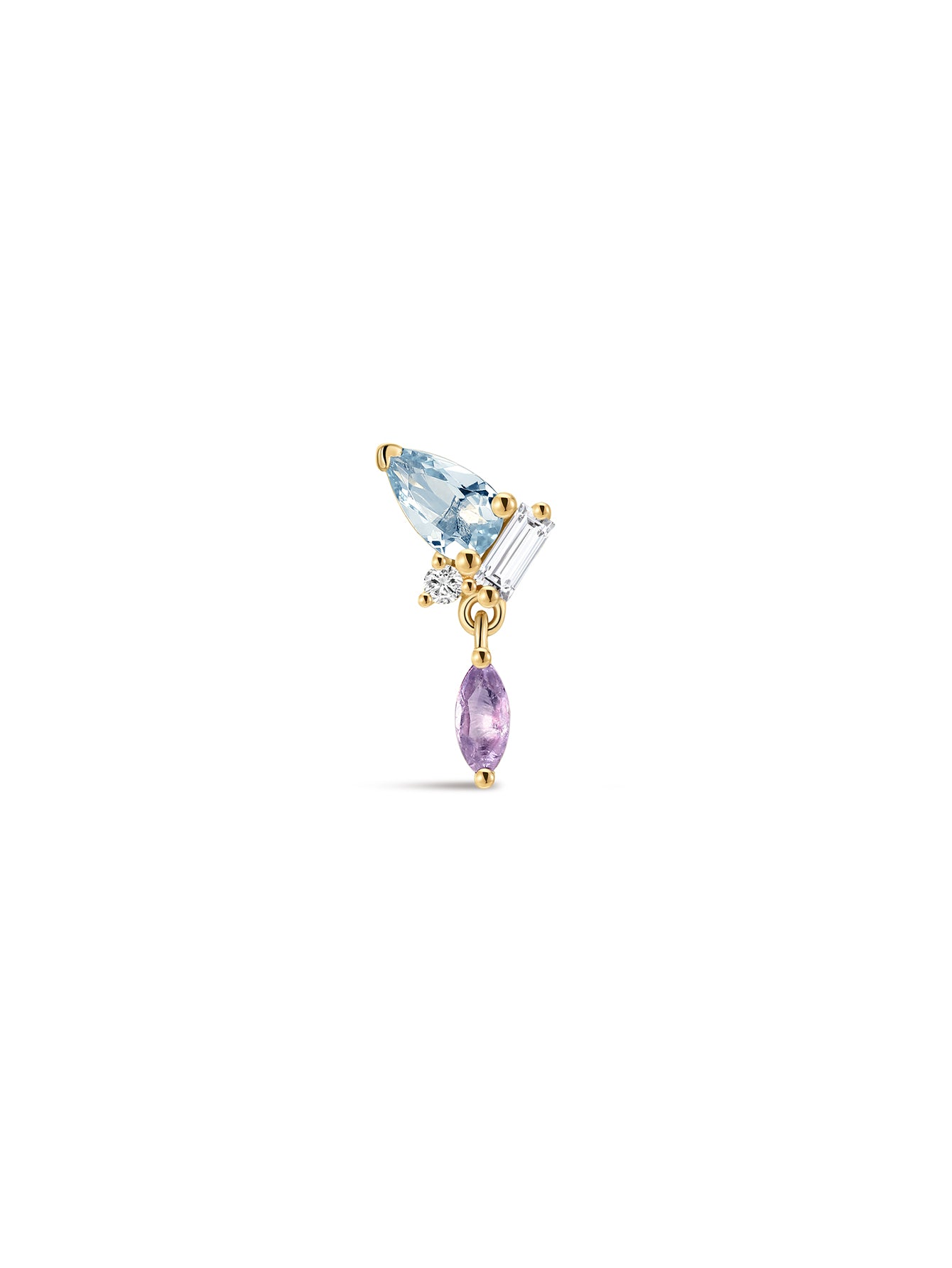 Gem Garden Blue Topaz Dangle Flatback in 14K Solid Gold