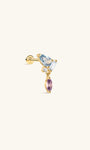 Joias kosiner Gem Garden Blue Topaz Dangle Flatback em ouro maciço 14K