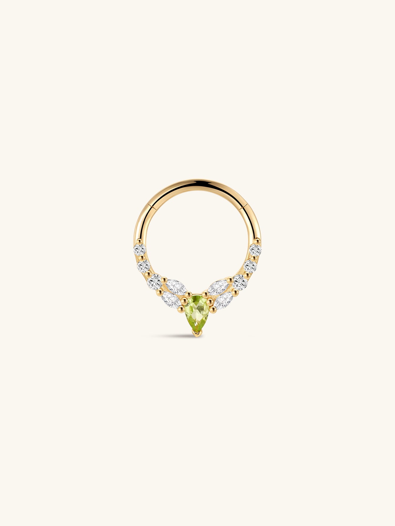 Gem Garden Peridot Crown Clicker in 14K Solid Gold
