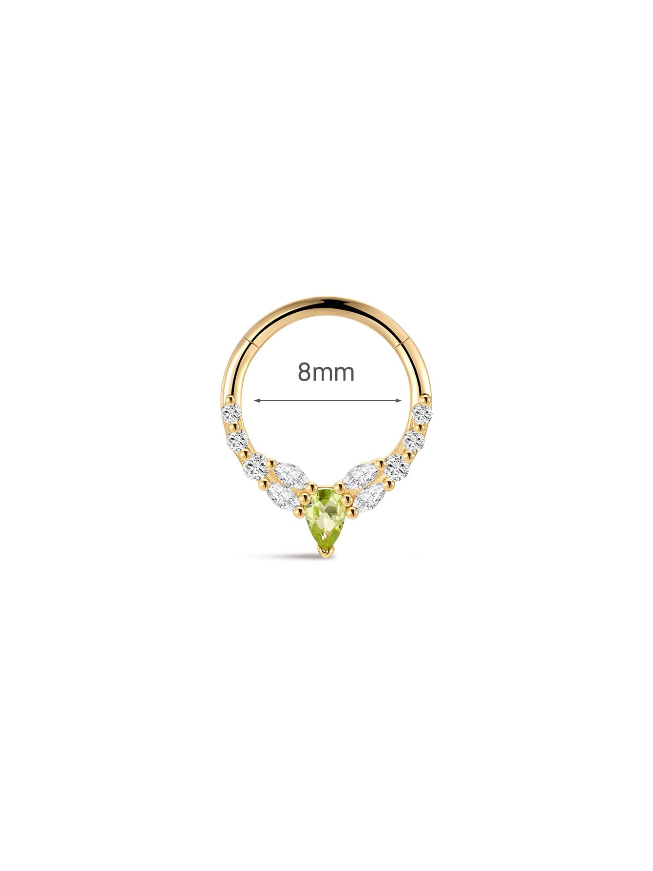 Gem Garden Peridot Crown Clicker in 14K Solid Gold