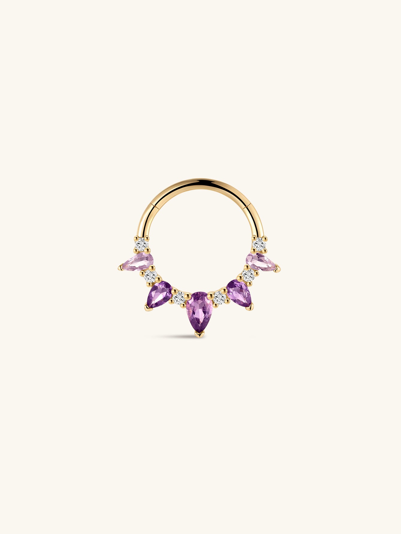 Gem Garden Amethyst Crown Clicker in 14K Solid Gold