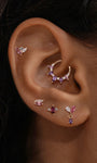 kosiner bijoux Gem Garden Améthyste Couronne Clicker en or massif 14 carats
