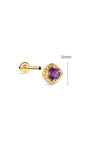 Joias kosiner Gem Garden Ametista Twist Flatback Stud em ouro maciço 14K