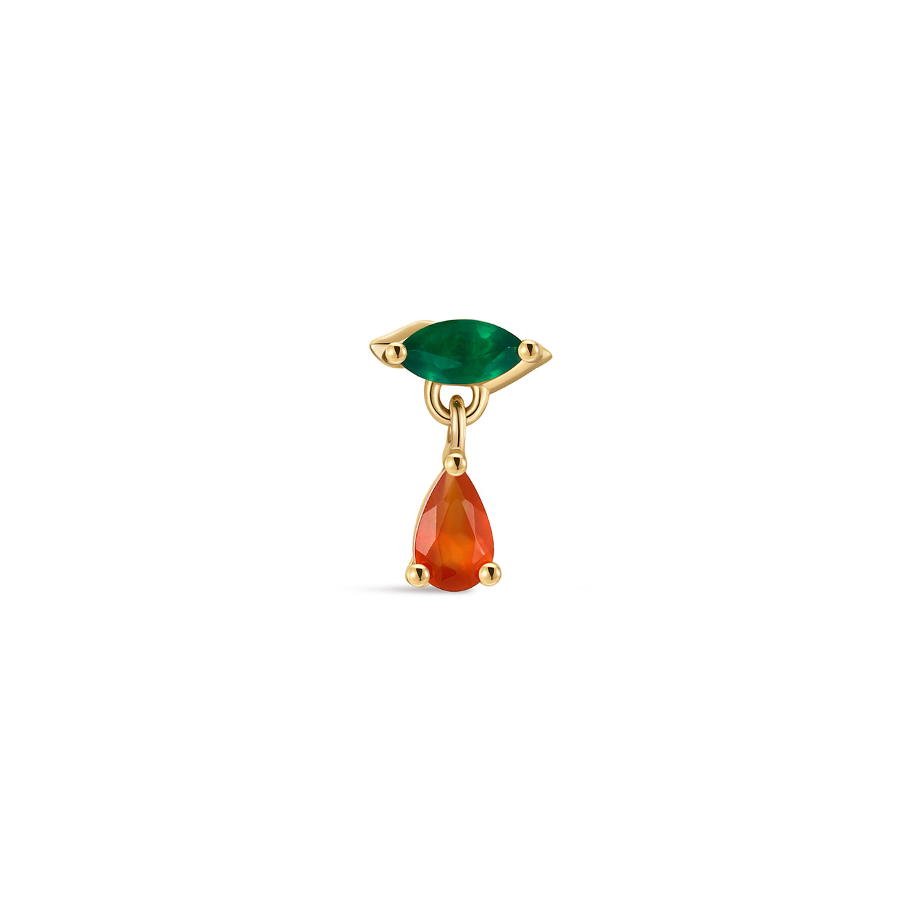 Gem Garden Agate Twist Drop Flatback in 14K Solid Gold