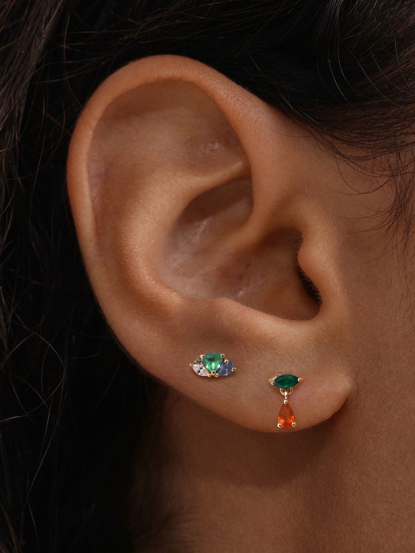 Gem Garden Agate Twist Drop Flatback in 14K Solid Gold