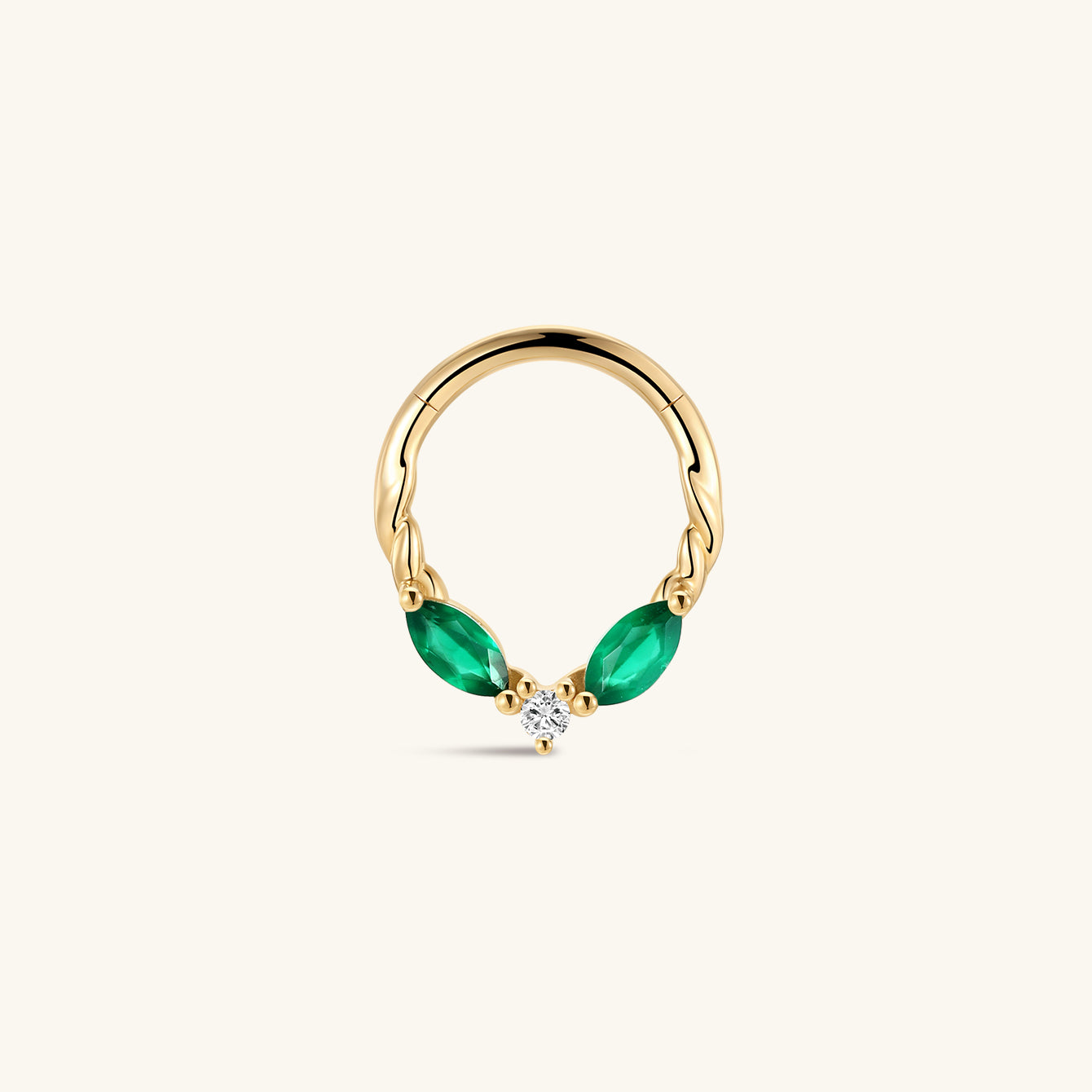 Gem Garden Green Agate Twist Clicker in 14K Solid Gold