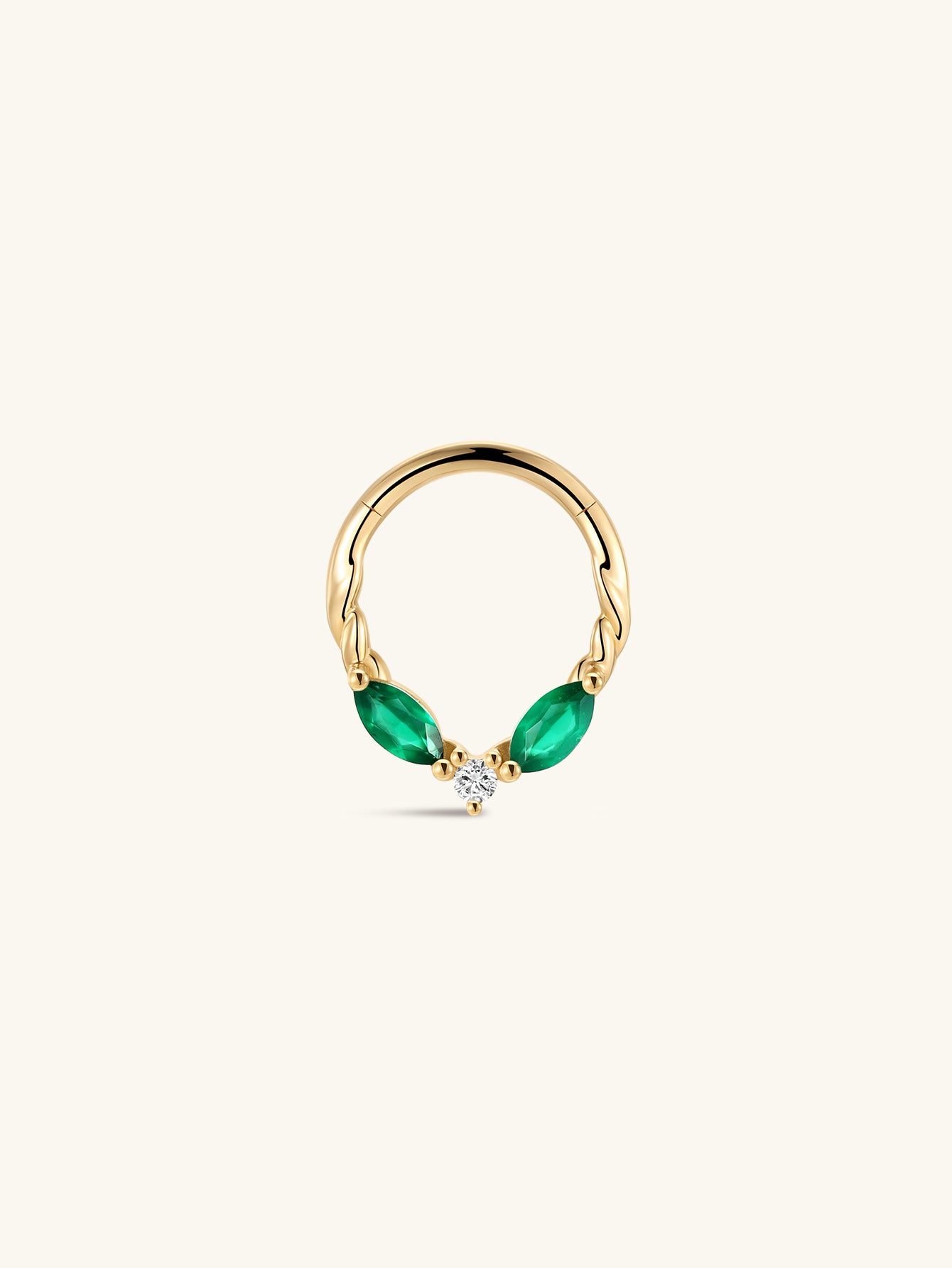 Gem Garden Green Agate Twist Clicker in 14K Solid Gold