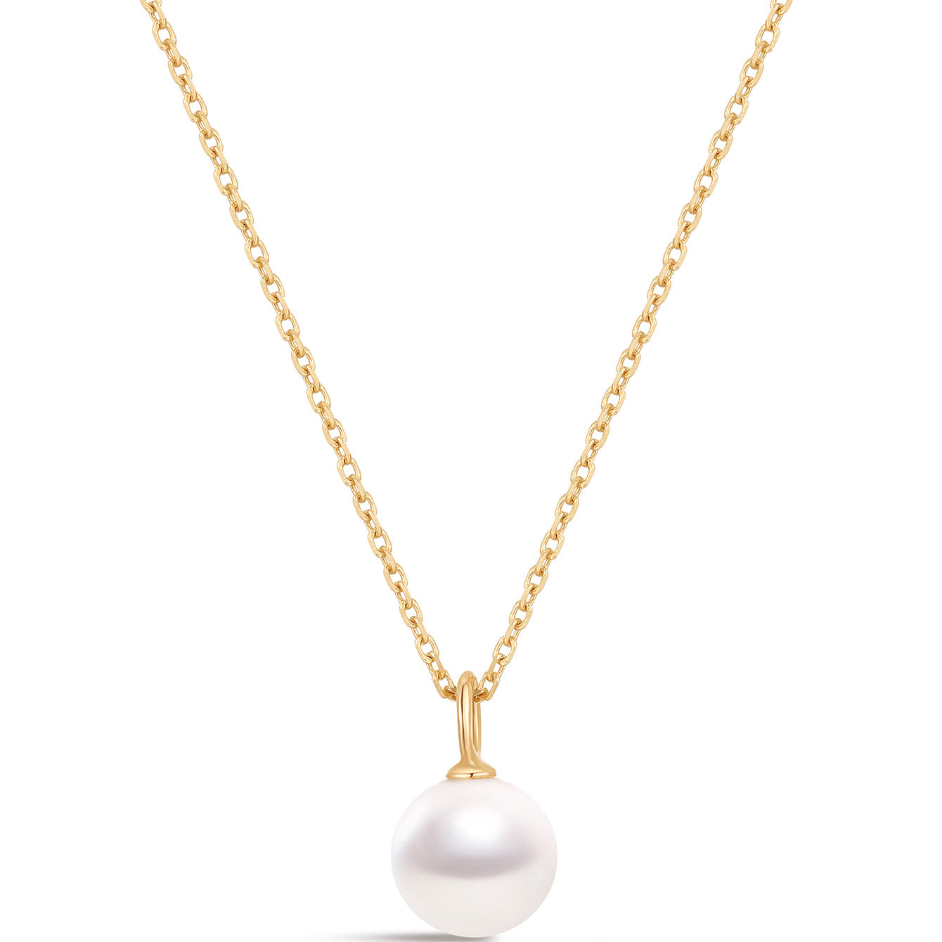 kosiner jewelry 14K Solid Gold Mini Pearl Pendant Necklace