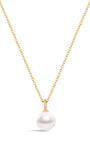 Kosiner joias mini colar com pingente de pérola em ouro maciço 14K