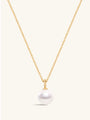 kosiner jewelry 14K Solid Gold Mini Pearl Pendant Necklace