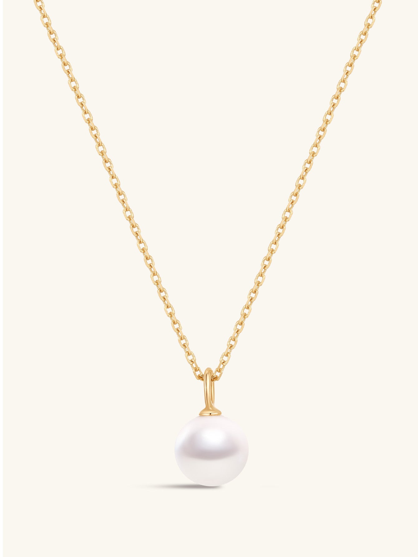 kosiner jewelry 14K Solid Gold Mini Pearl Pendant Necklace