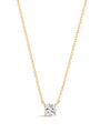 kosiner jewelry 14K Solid Gold Mini Single Zircon Necklace