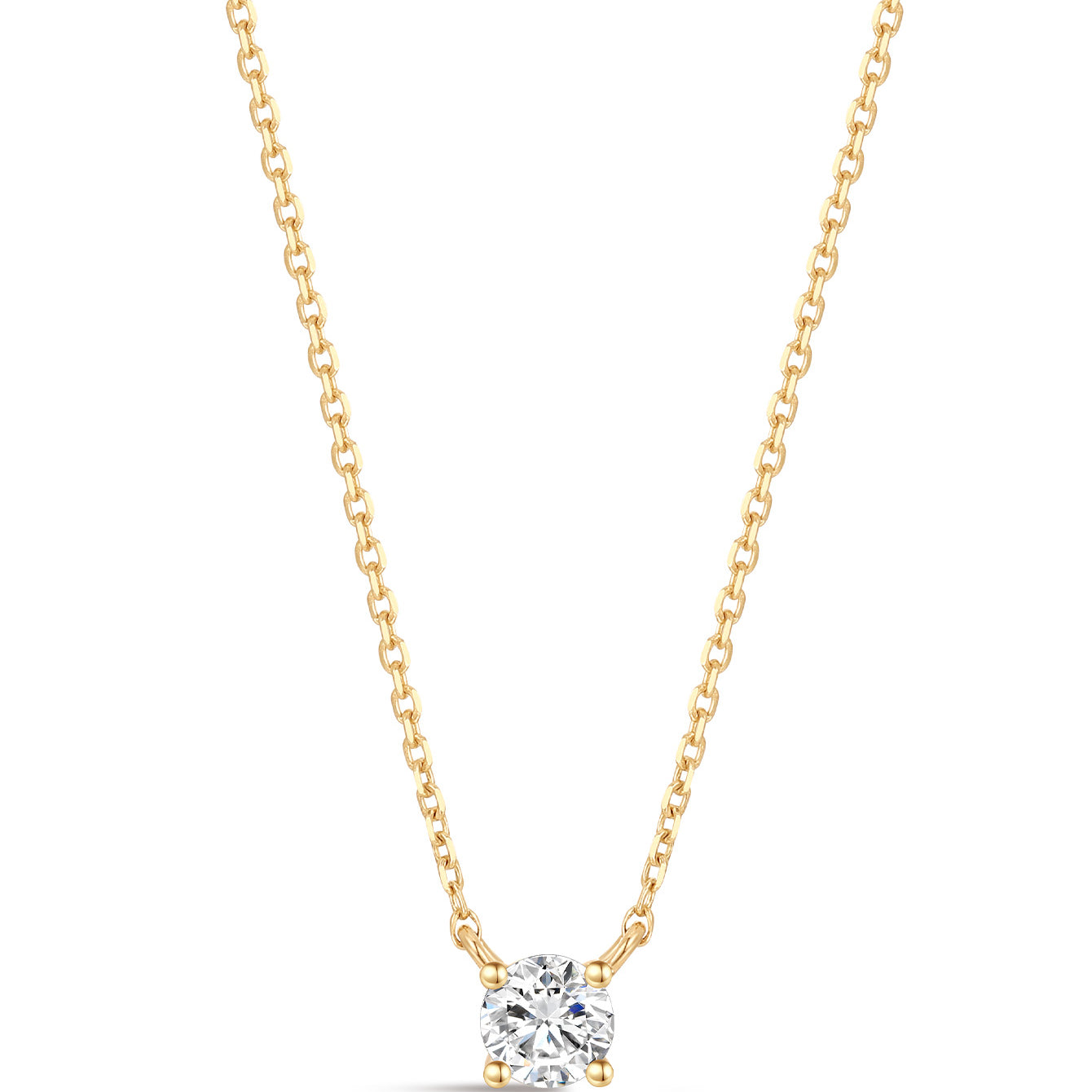 kosiner jewelry 14K Solid Gold Mini Single Zircon Necklace