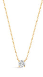 kosiner jewelry 14K Solid Gold Mini Single Zircon Necklace