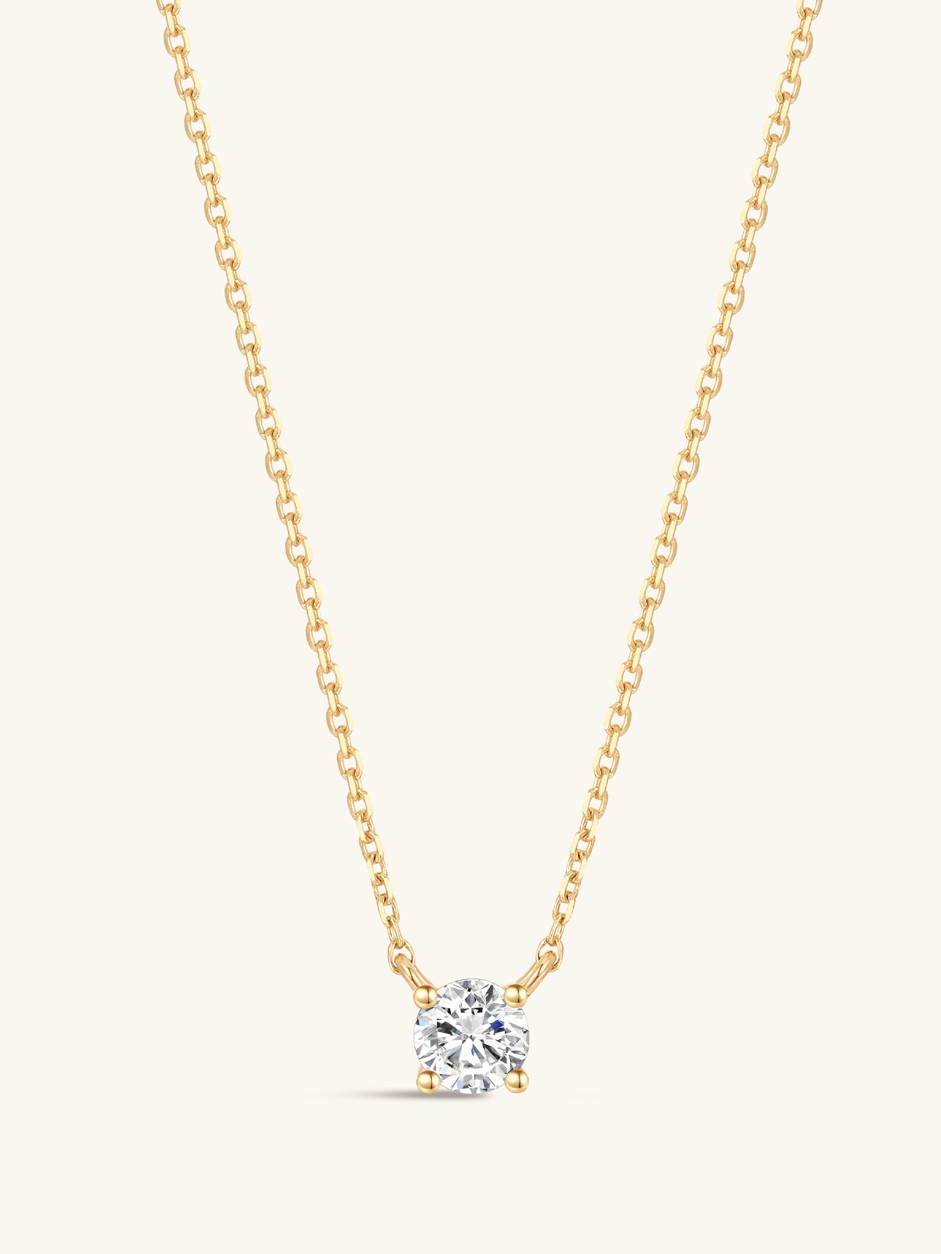 kosiner jewelry 14K Solid Gold Mini Single Zircon Necklace