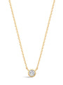 kosiner jewelry 14K Solid Gold Tiniest Sparkling Bezel Zircon Necklace