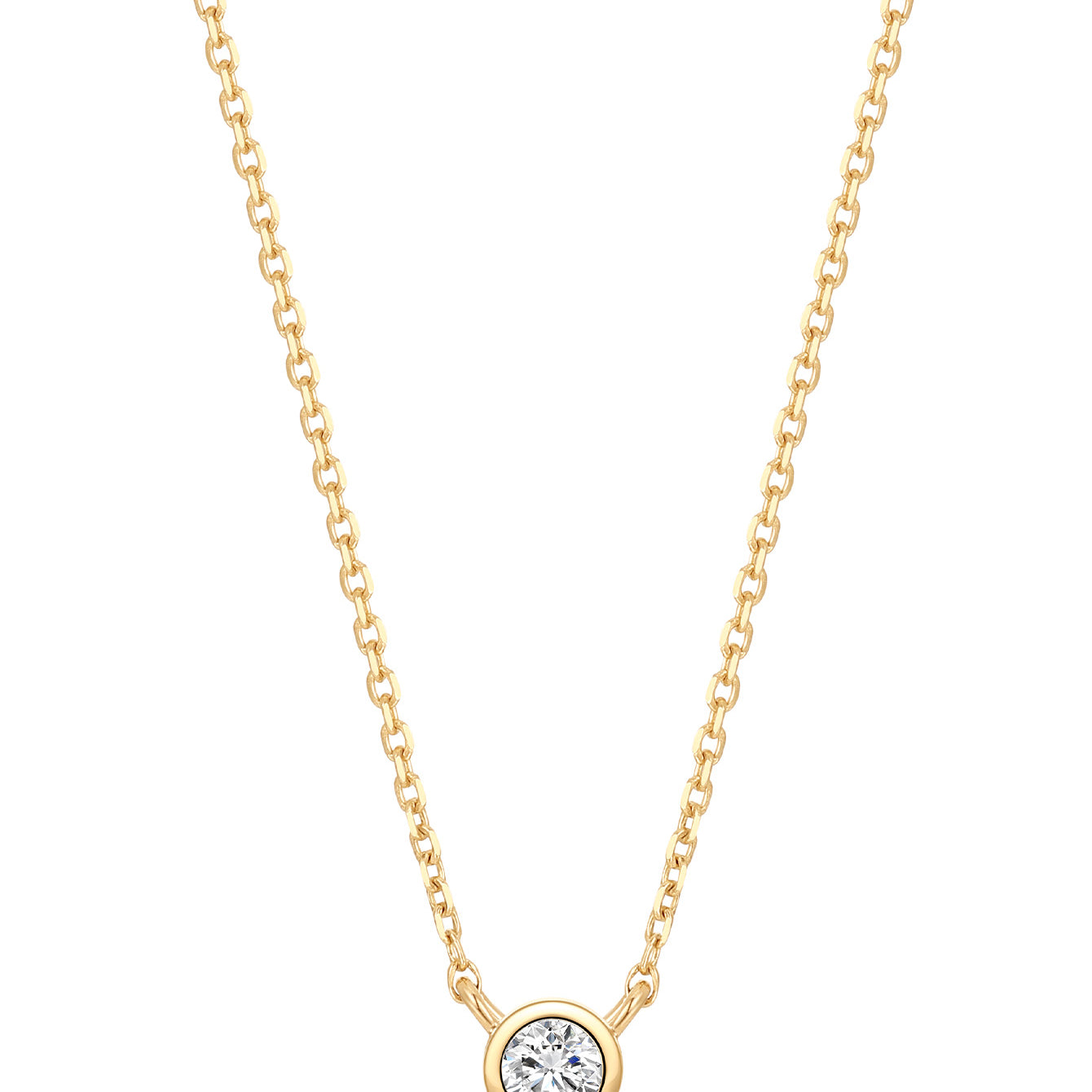 kosiner jewelry 14K Solid Gold Tiniest Sparkling Bezel Zircon Necklace