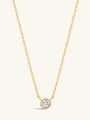 kosiner jewelry 14K Solid Gold Tiniest Sparkling Bezel Zircon Necklace