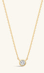 kosiner jewelry 14K Solid Gold Tiniest Sparkling Bezel Zircon Necklace