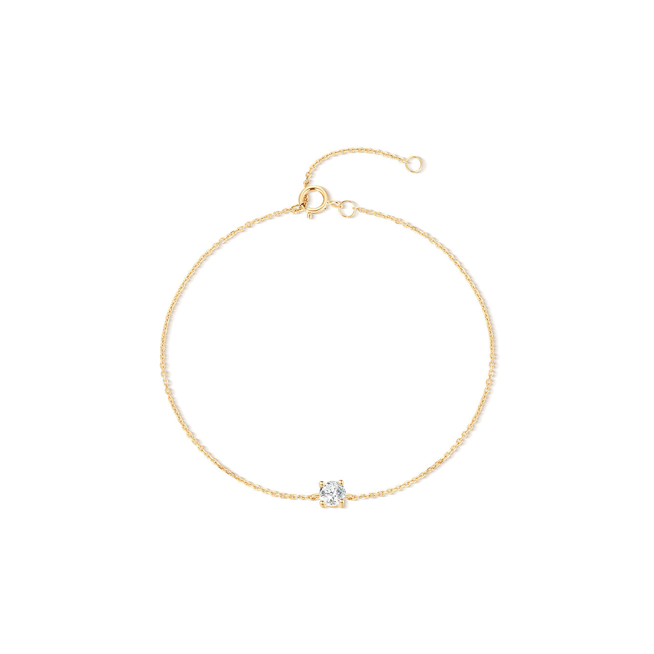 kosiner jewelry 14K Solid Gold Four - Claw Pave Zircon Bracelet