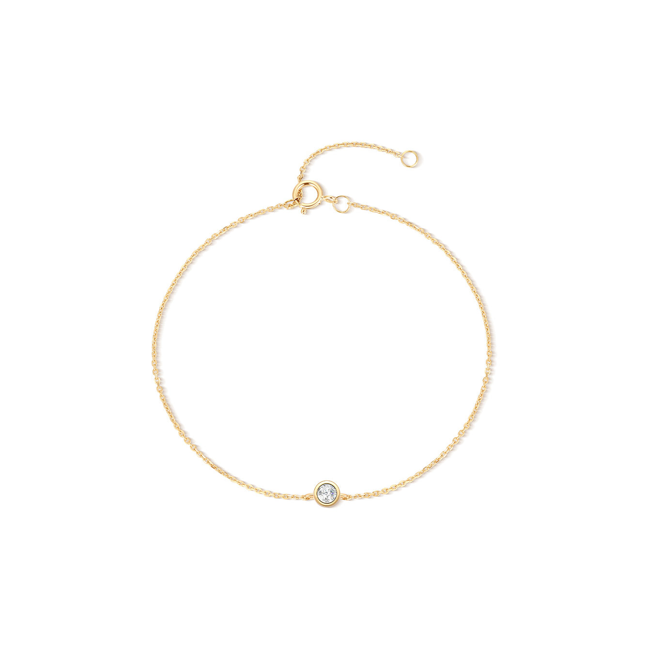 kosiner jewelry 14K Solid Gold Single Bezel Zircon Bracelet